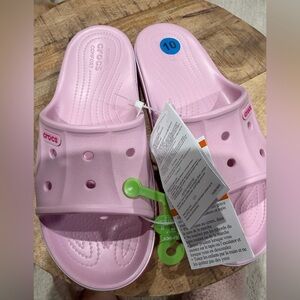 NEW ⭐️ Crocs women’s Bayaband pink slide Sandals 10 Iconic Comfort